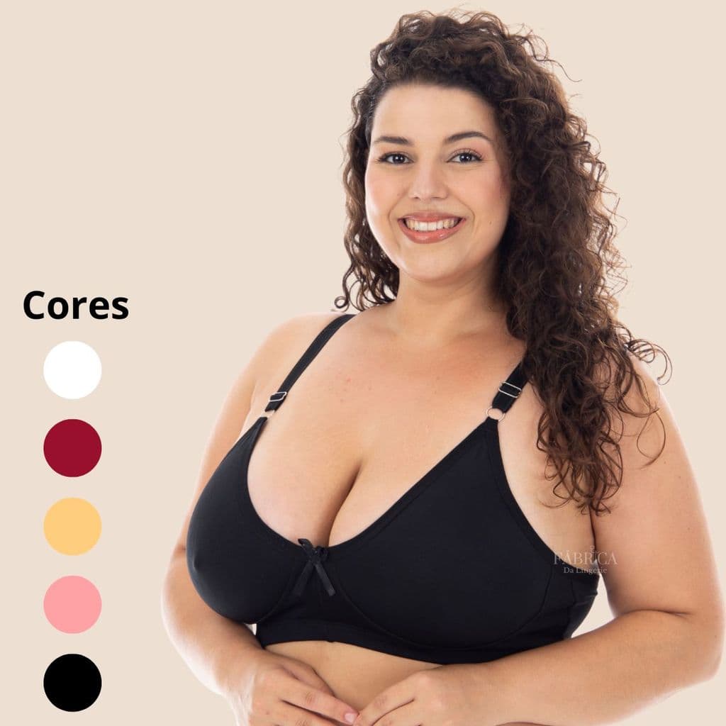 Sutiã Plus Size 48 ao 56 Sem Bojo Reforçado Forrado Alça Larga - Sutia Plus