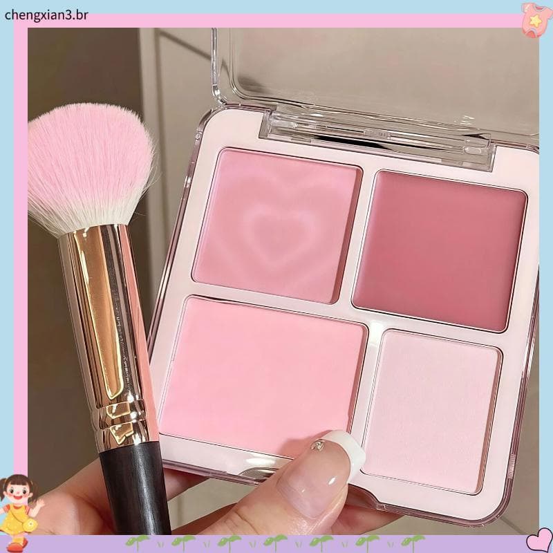 Paleta de Blush de quatro cores fosco Multi-cor Natural rosa macio brilho de longa duração festa de estudante à prova d'