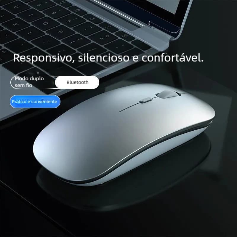 Mouse Sem Fio Recarregável USB-C Bluetooth Wireless LED RGB para Notebook e PC