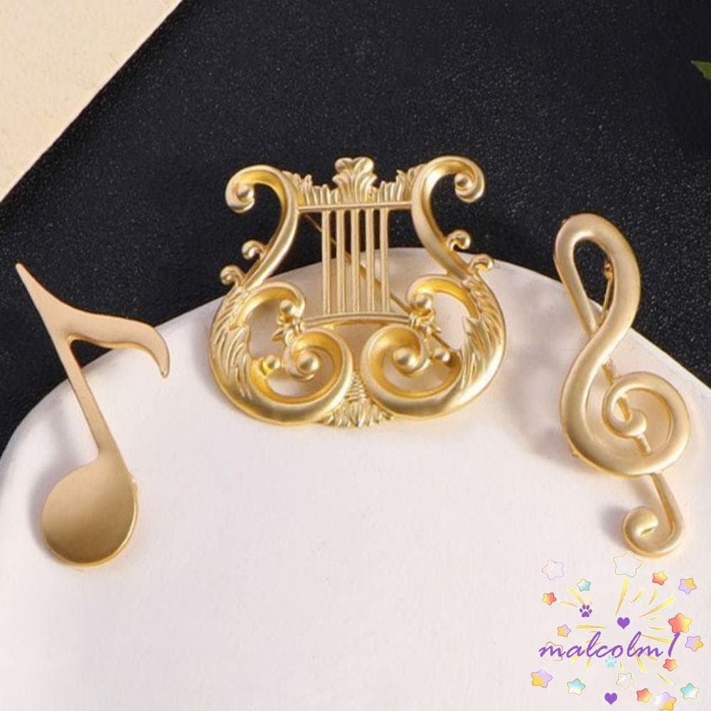 MALCOLM1 Oitava Nota Pino , Liga Música Alfinetes De Clave De Sol , Joias Vintage Douradas Broche G Clef