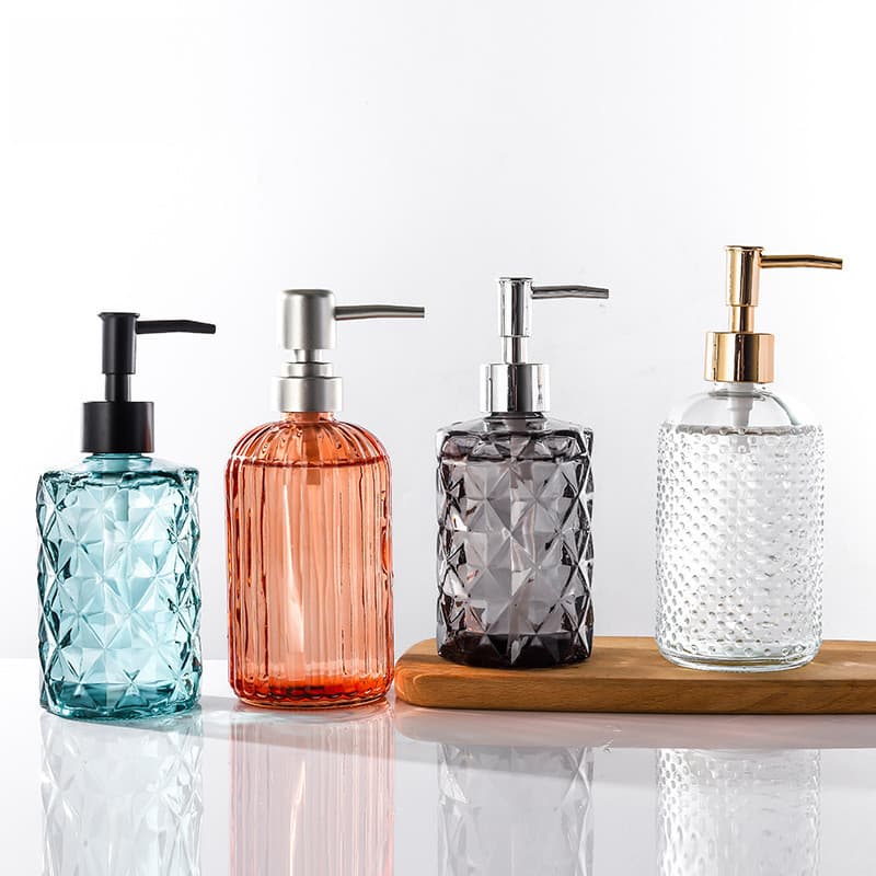Garrafa de sabonete de vidro tipo Push de luxo com luz nórdica, desinfetante para as mãos, sub-engarrafamento, Shampoo p