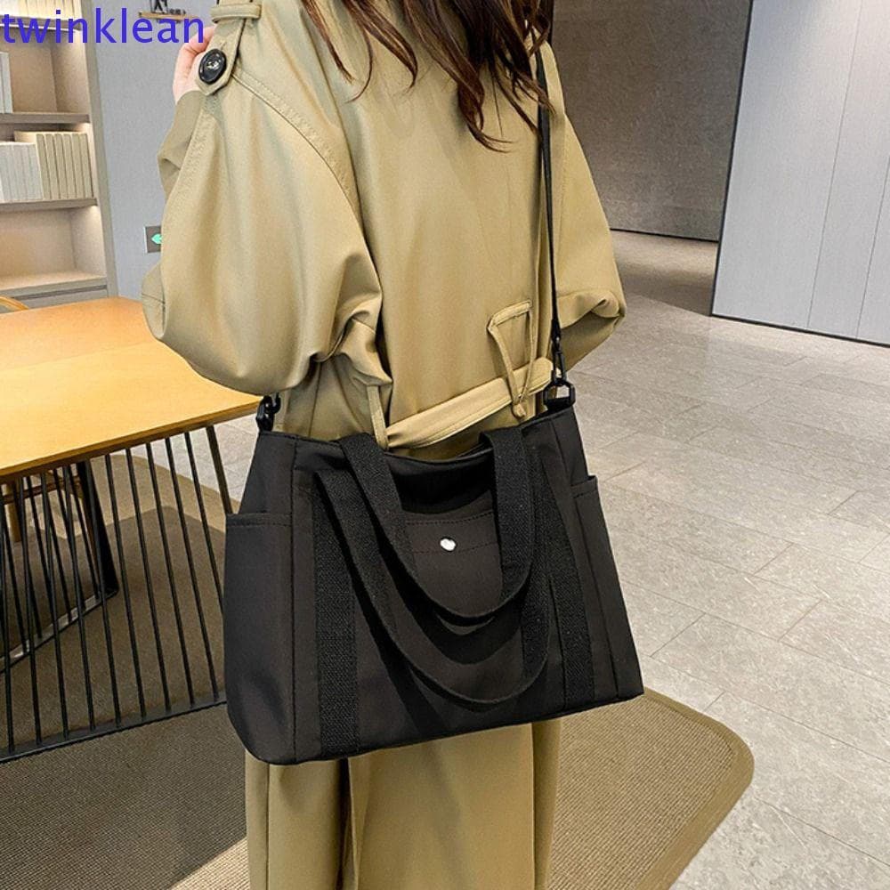 Bolsa Tote Multi-Bolsos TWINKLEAN, Bolsa de Lona Leve de Cor Sólida, Bolsa Transversal Simples de Nylon SOHK