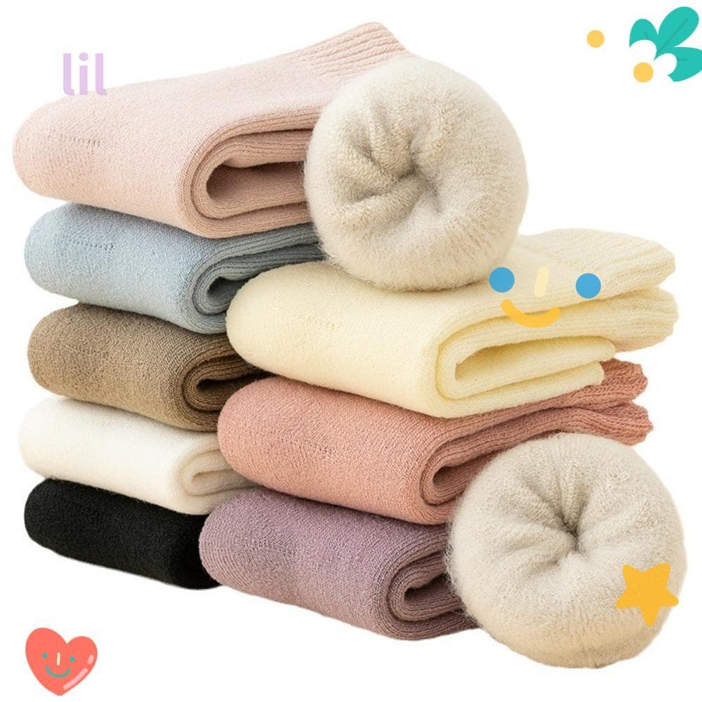 LIL 3 Pares De Meias De Inverno , Super Grossas Contra Lã Fria , Felpudas Térmicas Quentes De Pelúcia De Cor Sólida