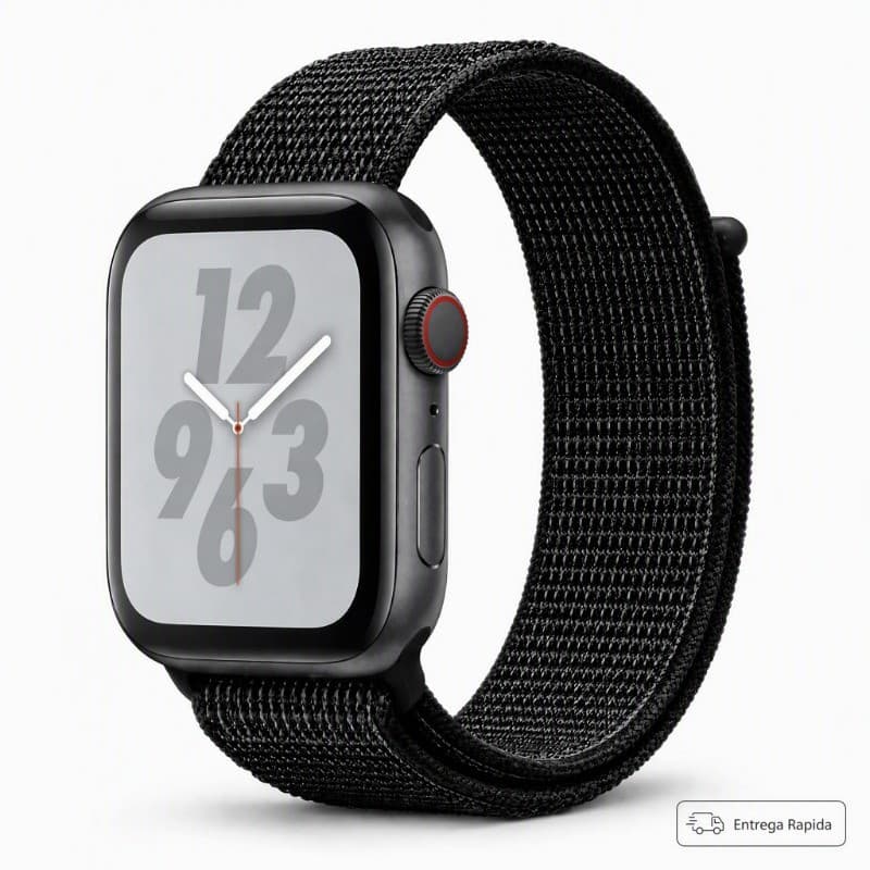 Pulseira Nylon Loop Respirável Fecho Velcro Compatível com Apple Watch Series 1-11 SE Ultra Preto