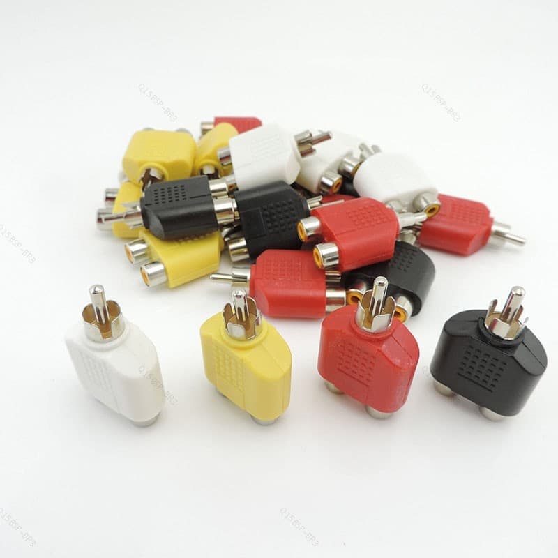 Conectores RCA 1 Macho Para 2 Fêmeas 1 femae 2RCA Splitter Plug Y 3.5mm jack BR15B3