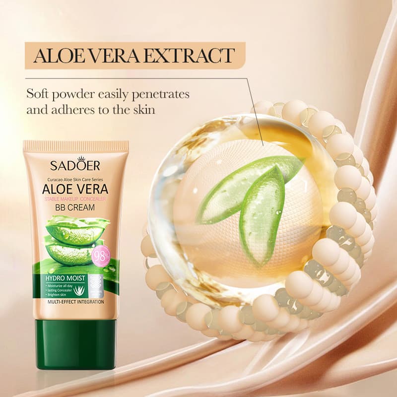 Creme BB de Aloe Vera SADOER em inglês, corretivo e maquiagem de contorno de longa duração, direto da fábrica de comérci
