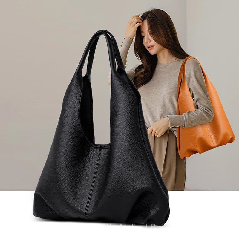 Bolsa Tote de Couro Macio de Grande Capacidade para Mulheres, Nova Coleção Outono 2025, Bolsa de Ombro para o Dia a Dia,