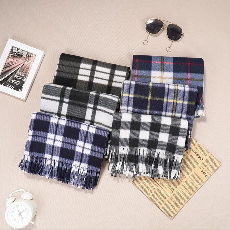 Outono inverno clássico xadrez dupla face veludo presente cachecol exposição vendas mercado noturno tenda masculina cach
