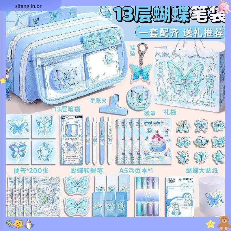 Conjunto de borboleta Lily of the Valley de 13 camadas com todos os estojos de lápis de grande capacidade para meninas 2