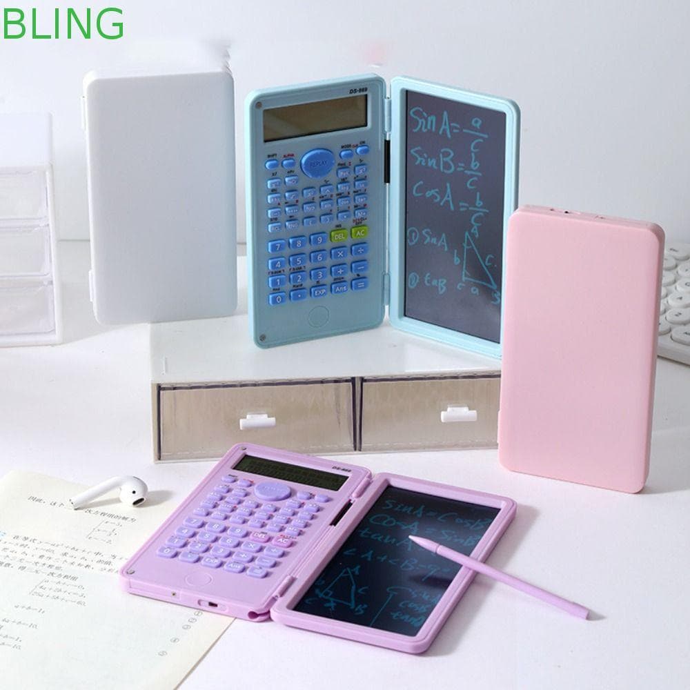 Calculadora Científica BLING Com Bloco De Notas LCD , Matemática Dobrável 2 Em 1 , Placa De Escrita De 12 Dígitos
