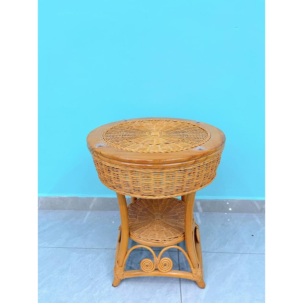 Casa rattan ao ar livre redonda mesa de centro mesa de chá varanda lazer rattan tecido mesa lateral estilo Pastoral made