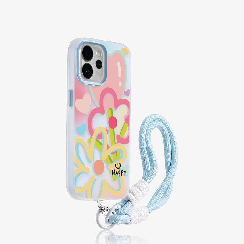 Capa de Telefone 2 em 1 com Linhas Artísticas e Flores para Infinix Smart 20 10 HD Plus 9 8 HD Pro 7 6 HD 5 Zero 40 30 4