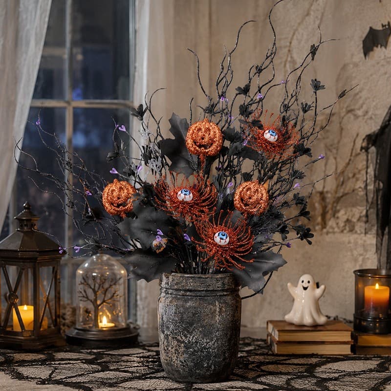 Halloween Olho Artificial Abóbora Ramo Ornamento Falso Plantas Falsas Decoração De Casa