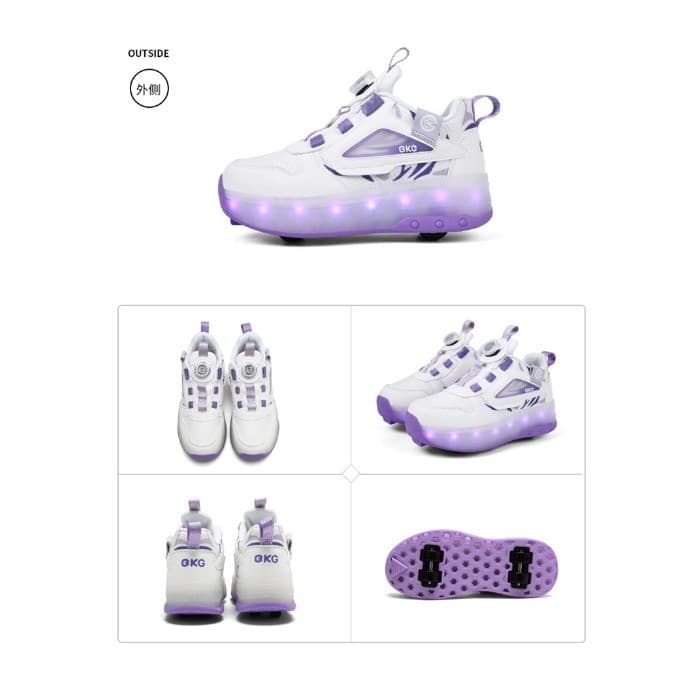 BKG meninos sapatos esportivos 2025 estilo malha crianças patins retráteis luminosos Runaway cadarços freio patins