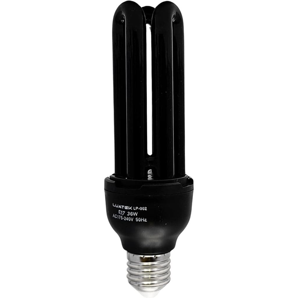 Lâmpada Luz Negra 36w Fluorescente Super Forte - Efeito Neon 110v Bocal Padrão E27, igual a de qualquer imóvel.