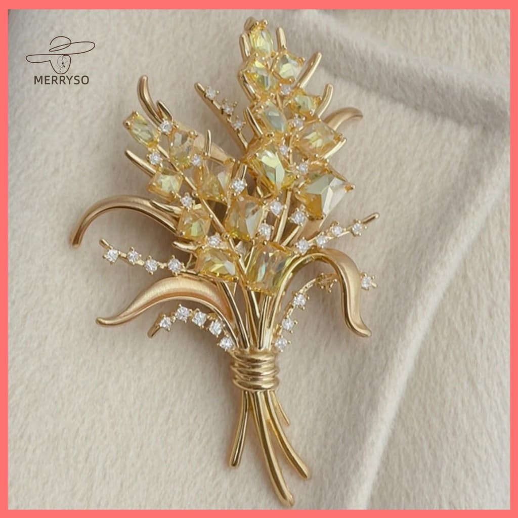 Merryso-Broche De Orelha De Trigo Com Joias Temáticas De Colheita , Alfinete De Liga Dourada Sofisticado , Acessório Sua