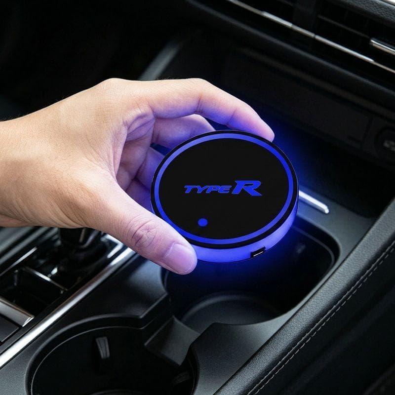 7 Cores Recarregável USB Tapete Porta Copos LED Artigos Automotivos For Civic TypeR FK2 FK8 FL5 Racing Sport