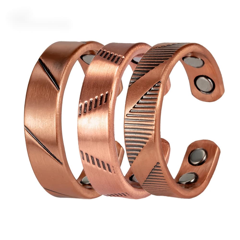 Anéis Magnéticos de Cobre Puro Linhas Ajustáveis Vintage 6mm Joias de Punho Aberto Alianças de Casamento Ajustáveis