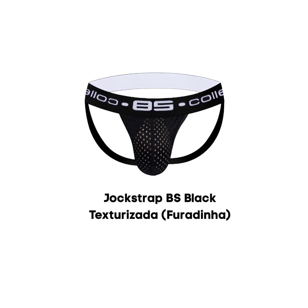 Cueca Jockstrap BS Texturizada (furadinha) Preta