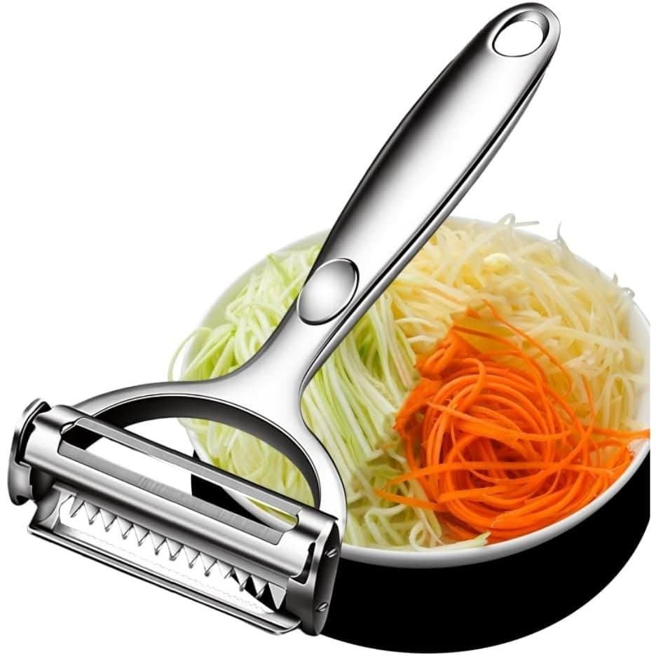 Descascador de Legumes Multifuncional, Descascador Julienne para Cozinha |   Descascador de vegetais 2 em 1 de aço inoxi