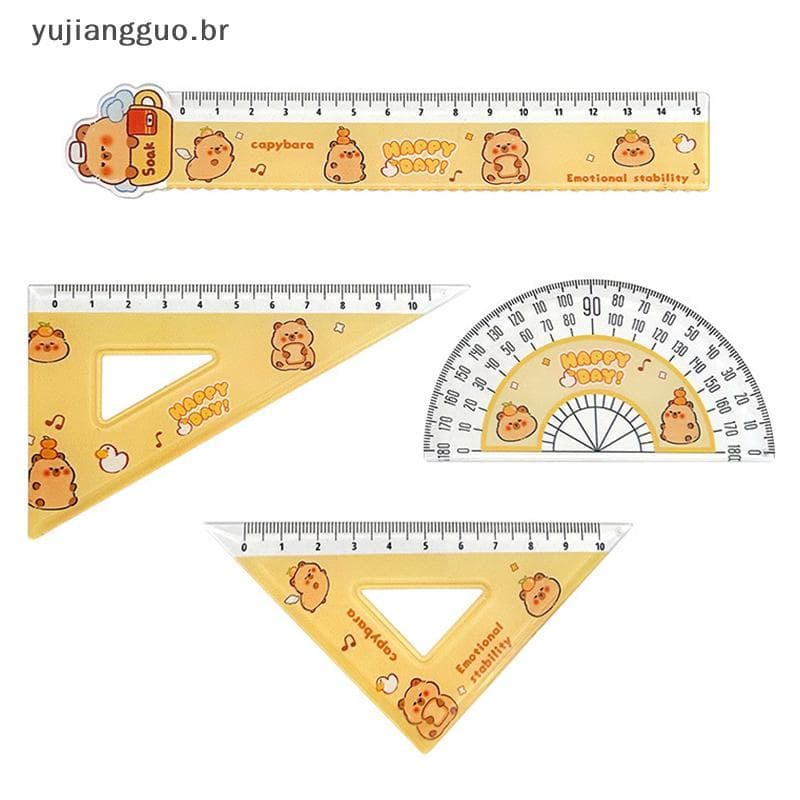 # Novo 1 Conjunto De Régua De Capivara De Plástico Fofa De Desenho Animado , Transferidor Alta Qualidade , Ferramentas D