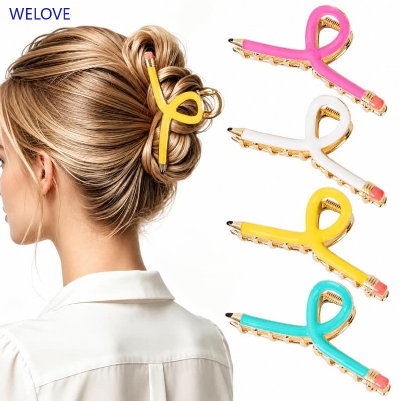 < WL > Prendedor De Garra De Cabelo Em Formato De Lápis De Metal Para Mulheres – Acessório Premium Minimalista E Elegant