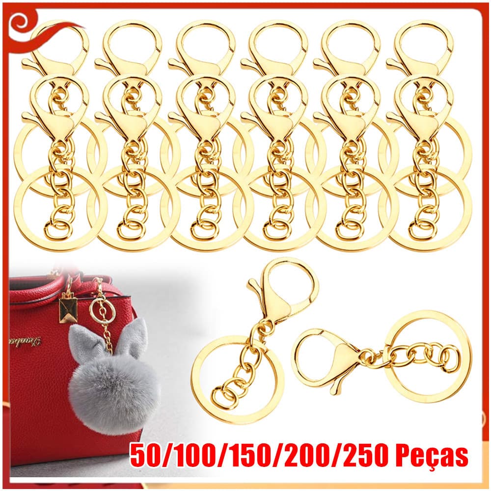 50-200 fechos lagosta, chaveiro de 30 mm, Kit de fabricação de chaveiro dourado, joias pendentes DIY