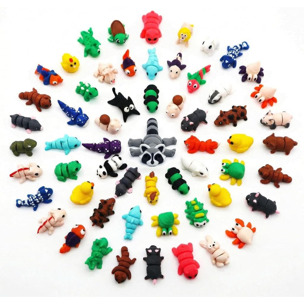 Conjunto de 40 Mini Figuras de Animais Impressas em 3D, Ornamento Articulado para Mesa, Decoração Compacta para Cestas d