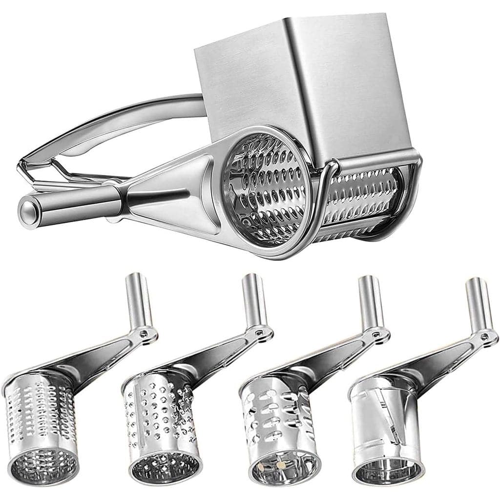 Ralador de Queijo Rotativo Maxmartt, Ralador de Queijo Manual 4 em 1, Ralador de Queijo com Manivela, Triturador de Quei