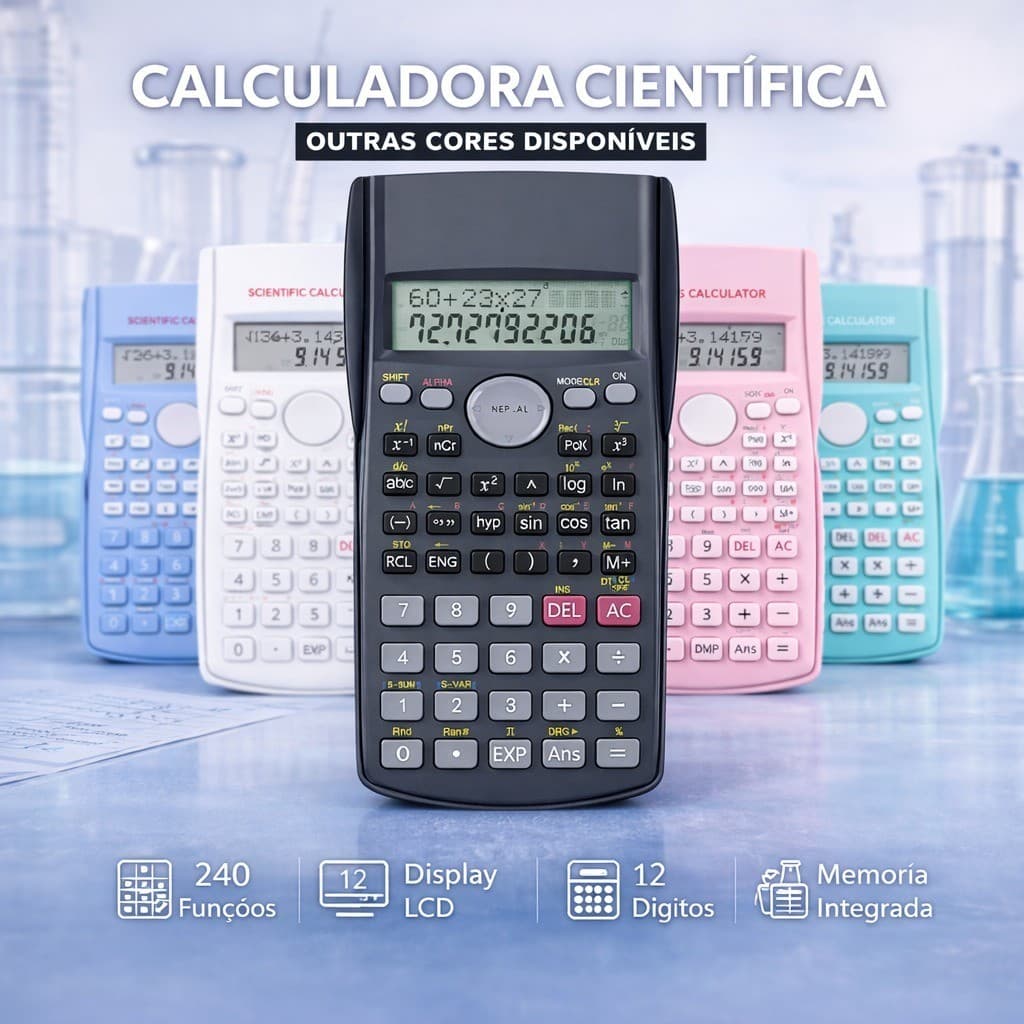 Calculadora Cientifica Multifuncional Visor Digital Funcoes Trigonometricas Matematica Avancada