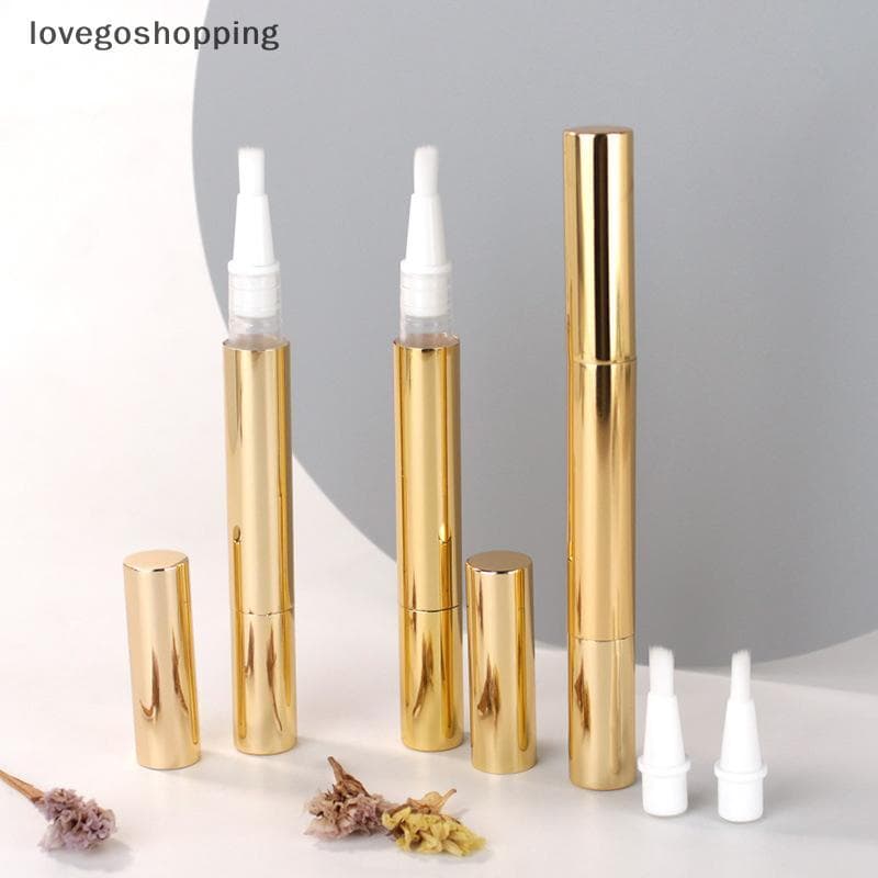 [lovego] Recipiente De Óleo De Cutícula De 3ml Com Pincel Tubo De Bálsamo Labial Canetas Giratórias Vazias Nutritivo Par