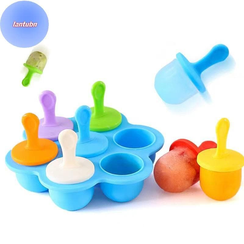 LANTUBN Molde De Silicone Colorido Para Picolé , 7 Buracos , Grau Alimentício , Bola De Gelo , Bebê , Frutas , Shake , S