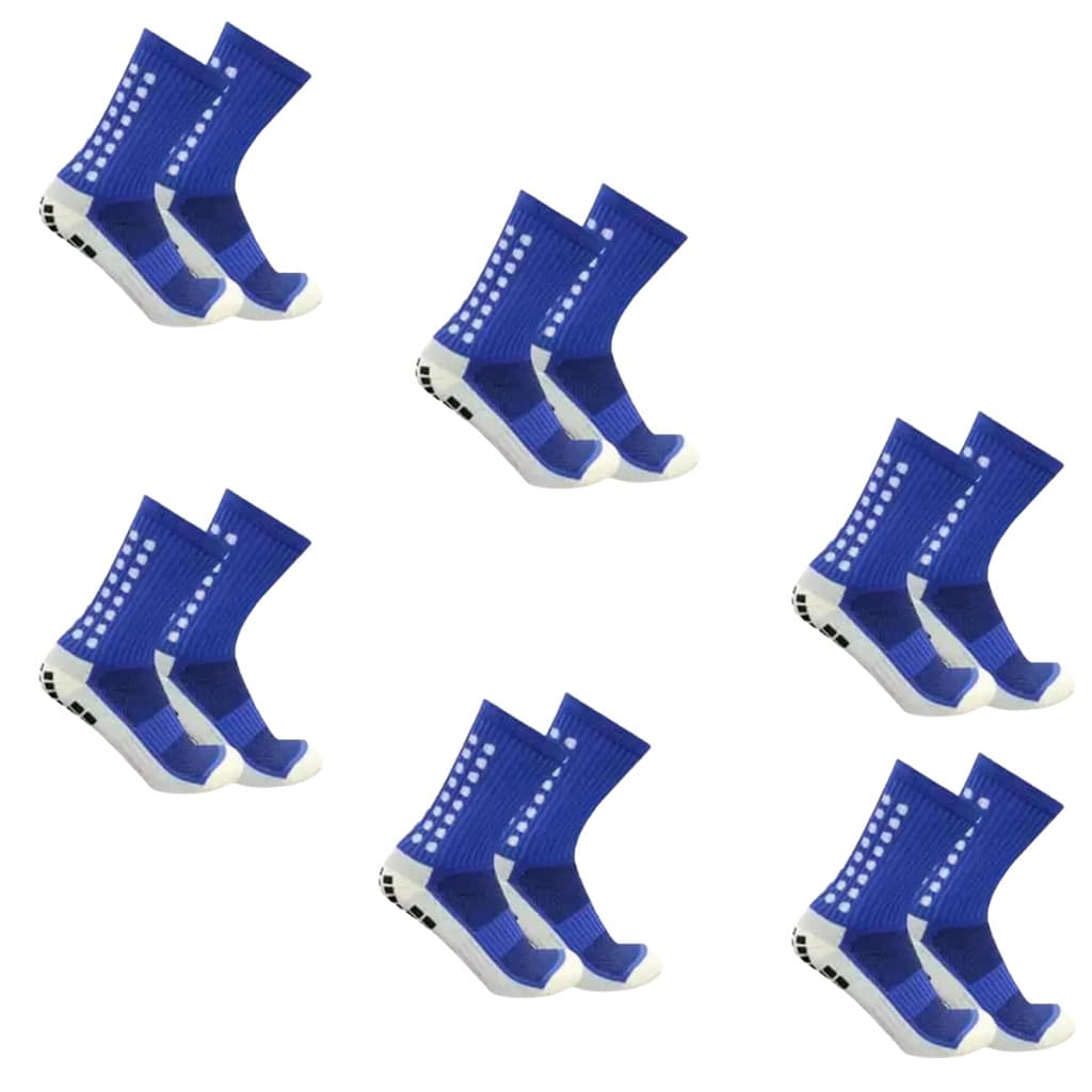 06 PARES DE MEIAS ANTIDERRAPANTE ESPORTIVA FUTEBOL TREINO AZUL TAMANHO ÚNICO