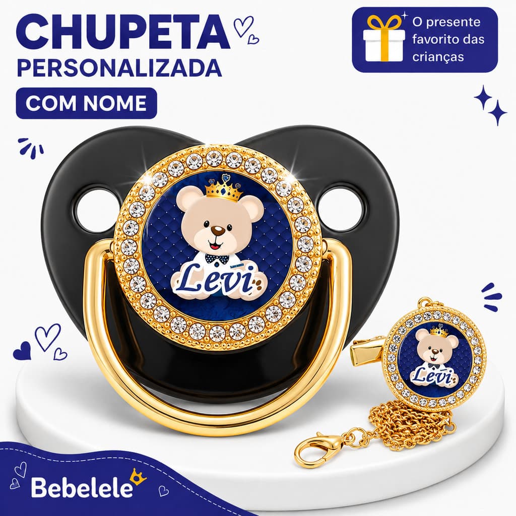 Porta-Chupeta Para Menino , Personalizado Com Nome E Foto , Prendedor De Incluído A12400
