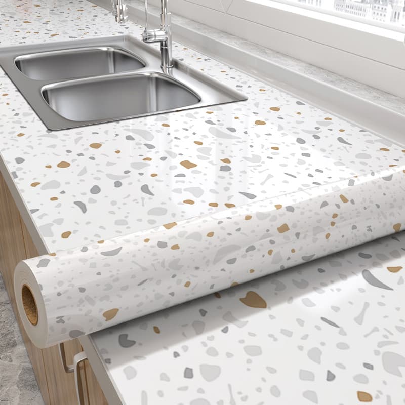Telha de mármore fogão cozinha à prova de óleo adesivo à prova dwaterproof água gabinete bancada papel de parede auto-ad
