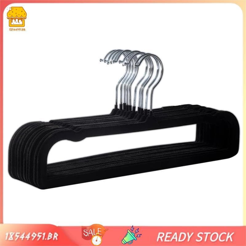 [18544951 . br] 10CS Cabides De Veludo Antiderrapantes , Cabide Preto Fino Que Economiza Espaço Para Armazenamento De Ar