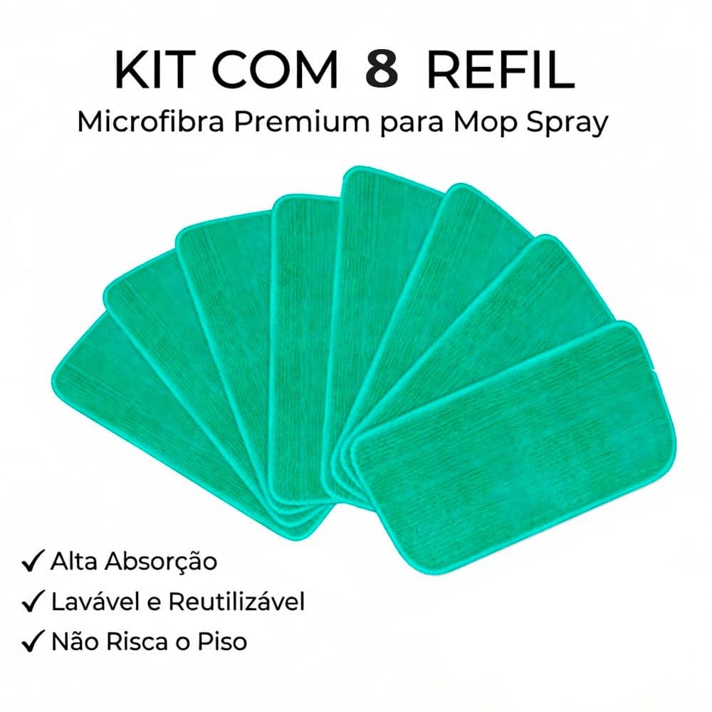 8 Unidades de Refil Rodo Mop Limpeza Spray Microfibra Esfregão