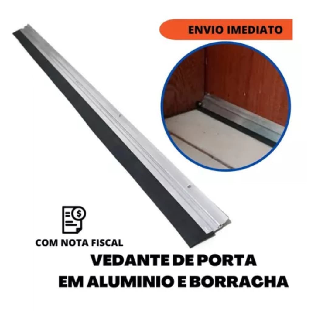Veda De Porta Rodo Em Alumínio Todos os Tamanhos 60 até 1,20 cm