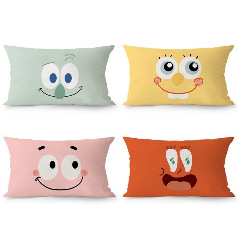 Estilo coreano pacote Emoticon casal retangular fronha sofá travesseiro cadeira linha traseira fronha sala de estar trav