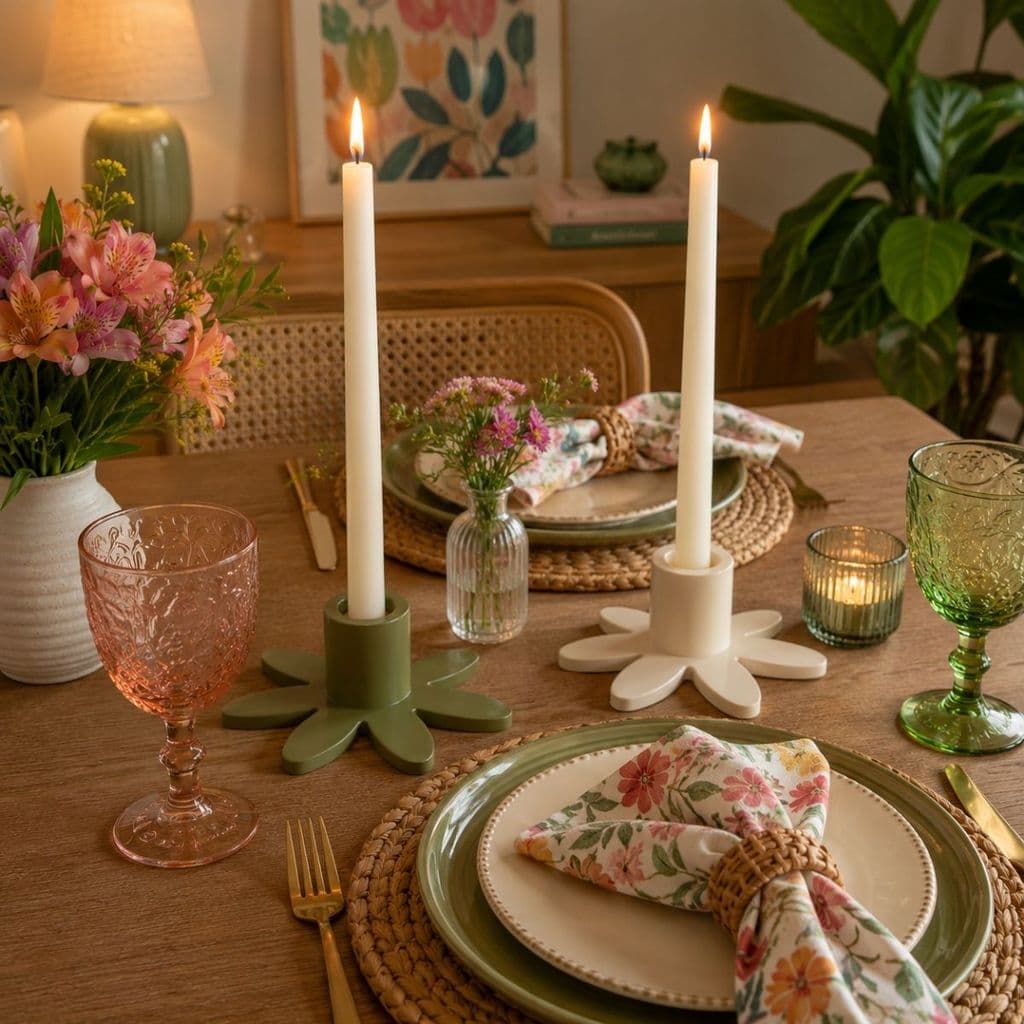Porta-Velas Flor - Delicadeza que transforma a mesa posta
