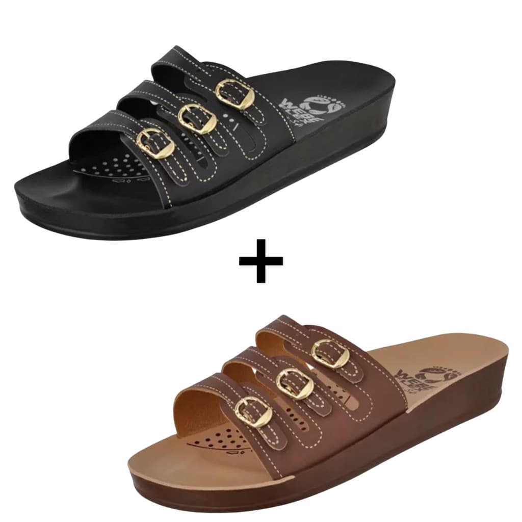 Kit 2 Pares De Chinelo Ortopédico Feminino Anatômico Macios Confortáveis Esporão Fascite Plantar