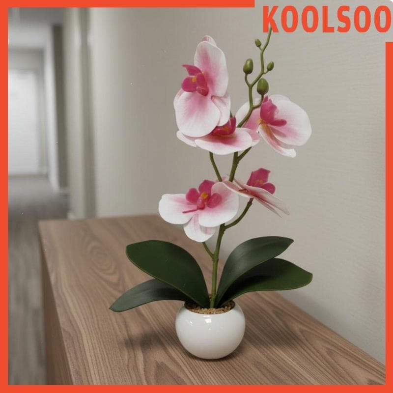 [Koolsoo] Orquídea Bonsai Grinalda De Flores Artificiais Parede Coroa Peça Central De Mesa Decorativa Para Prateleiras D
