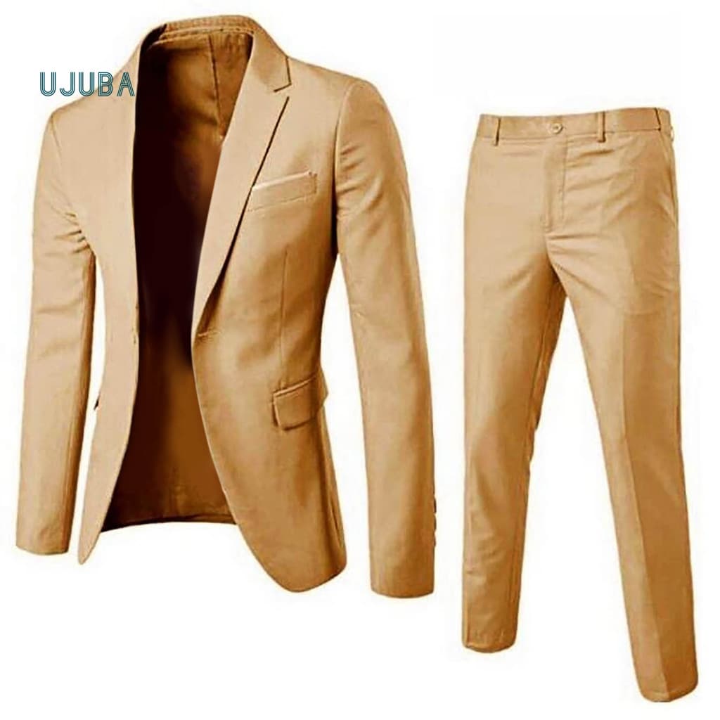 Ujb 1 Conjunto De Terno De Negócios Com Gola Aberta E Lapela Bonita Formal Noivo