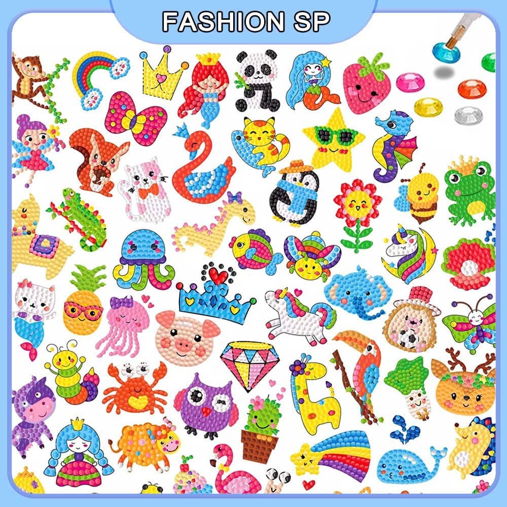 Kit Adesivos De Pintura Com Diamantes Para Crianças Infantil (Inclui Um Kit Completo De Adesivos De Diamante)