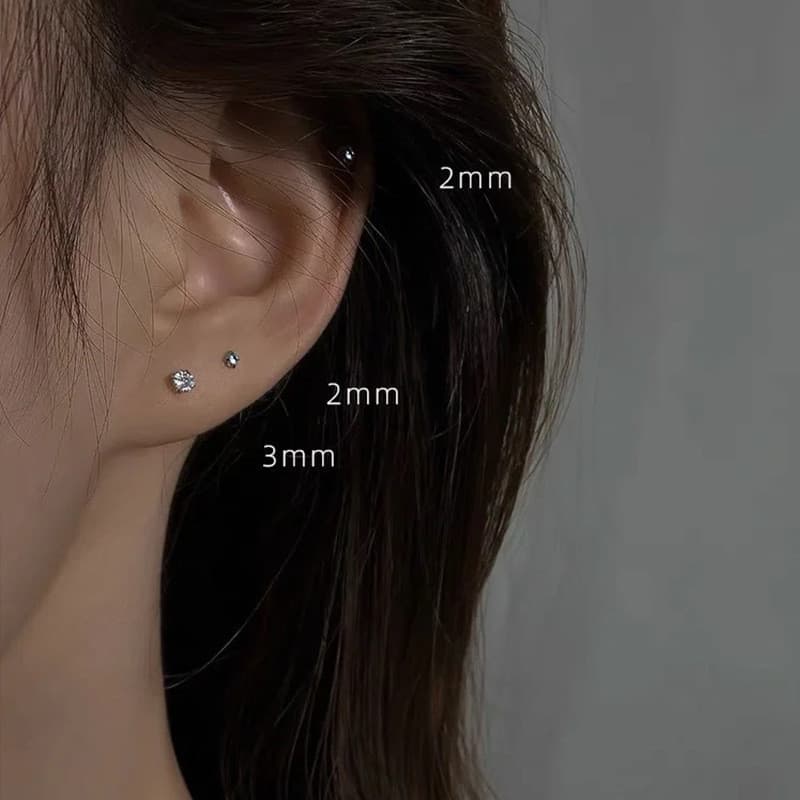 [Estoque pronto] Brincos de aço de titânio Brincos de caracol Feminino Agulha de prata Brincos de diamante de alta quali