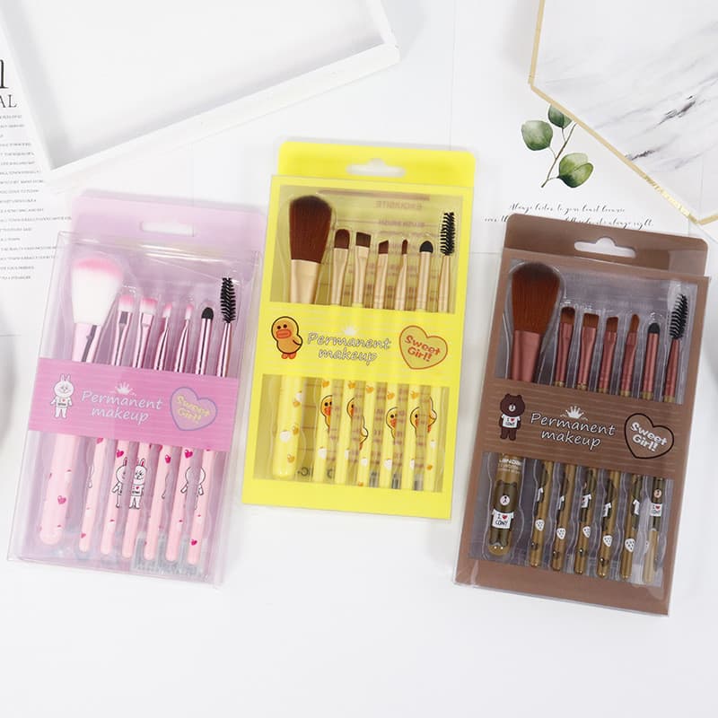Conjunto de 7 peças de pincel de maquiagem de beleza para iniciantes, Blush macio, sobrancelha, lábios, sombra, pincel d