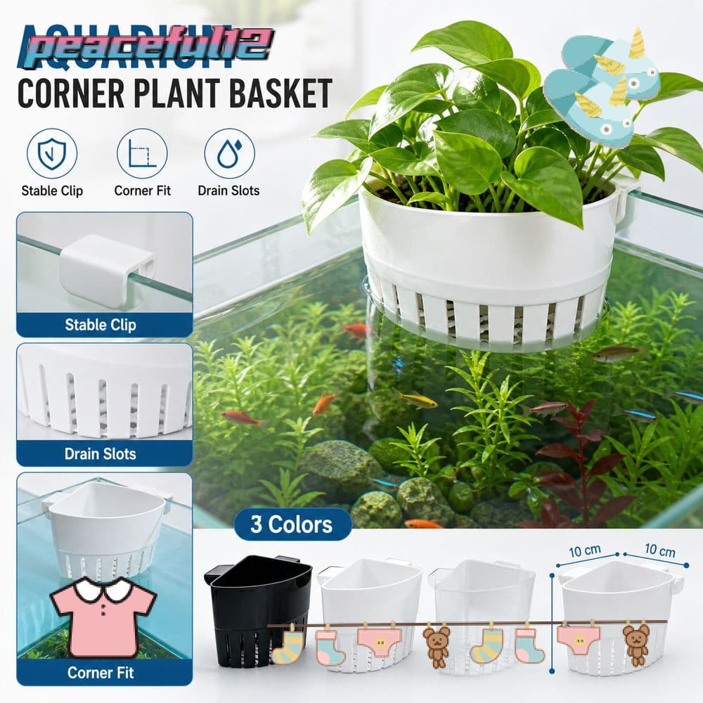 Plantador De Tanque De Peixes Pacífico , Cesta De Planta De Aquário De Plástico De Drenagem Oca , Clipe De Suspensão Est