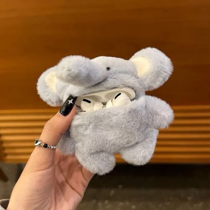 Capa Protetora de Fone de Ouvido Elefante de Pelúcia Fofa Sem Fio Bluetooth AirPods Pro 1/2/3/4