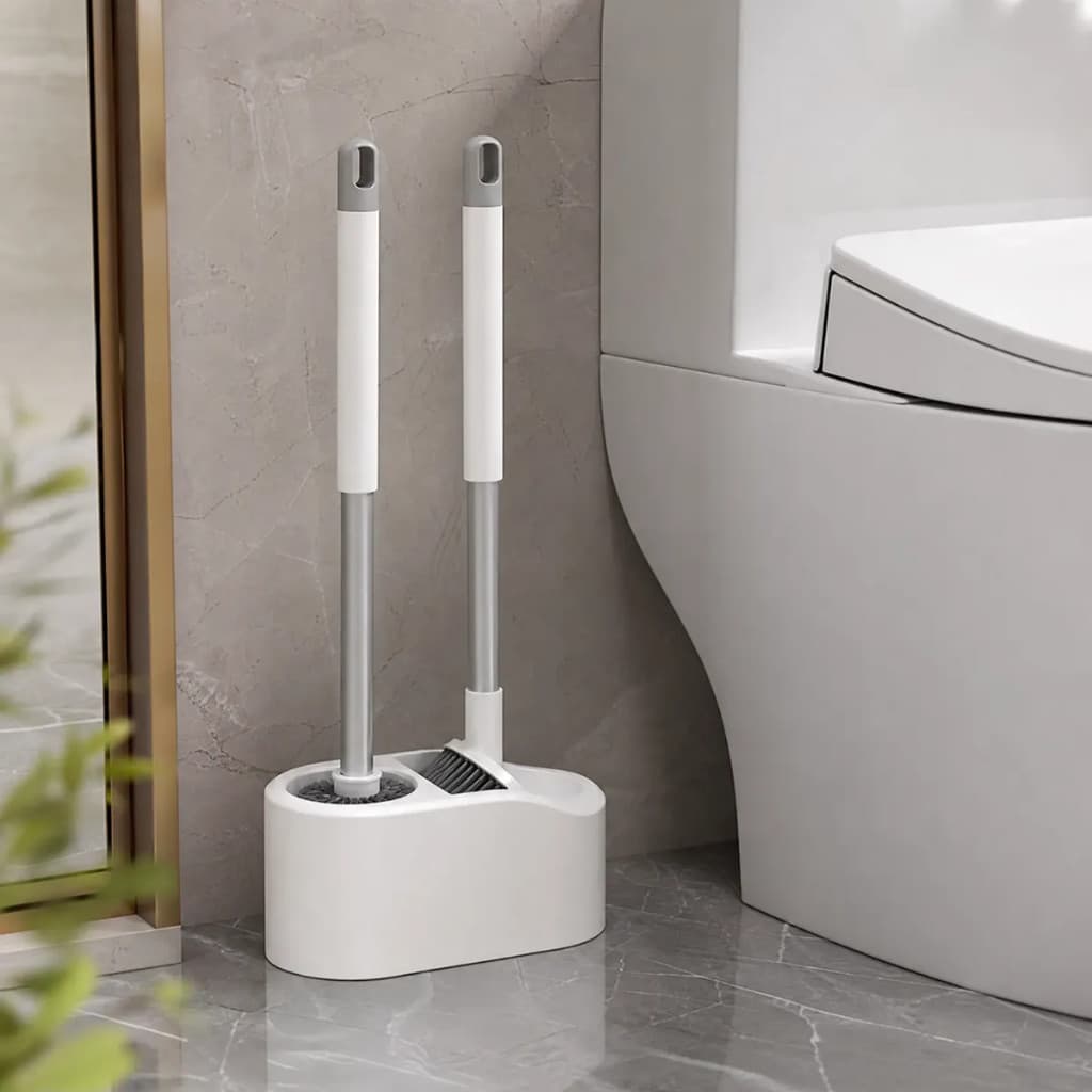Escova Sanitária Dupla Banheiro Cabo Longo Suporte Privada