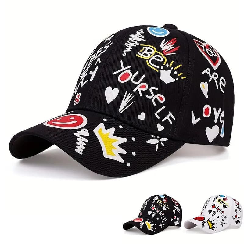 Unissex Carta Graffiti Impressão Snapback Bonés De Beisebol Primavera E Outono Ao Ar Livre Ajustável Chapéus Casuais Pro